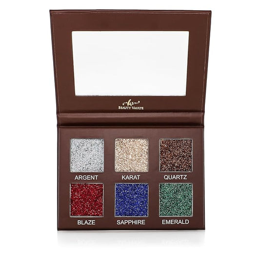 Glitter Eyeshadow Palette, Pressed Pigmented Mineral Ultra Eyeshadow Palette, Long Lasting, Quick Drying, Loose Glitter Glue for Eye Crystals Makeup-Velvo Beauty