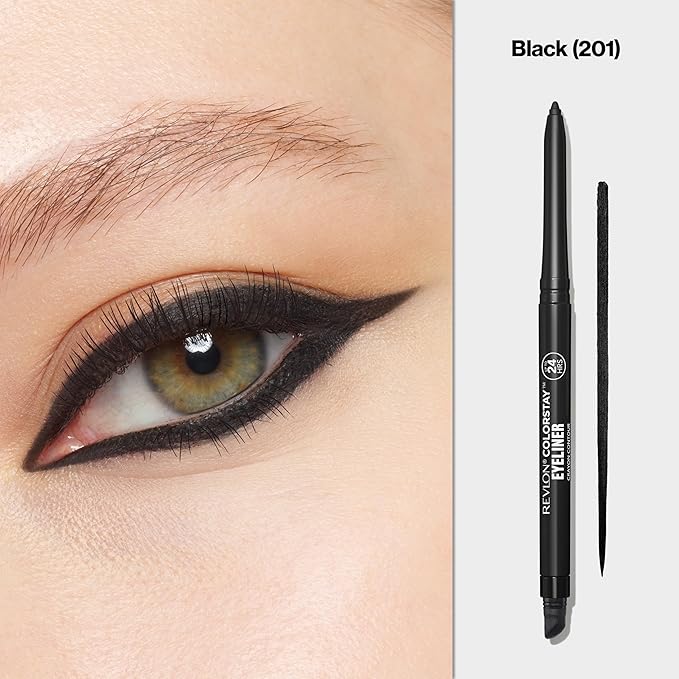 Revlon ColorStay Pencil Waterproof Eyeliner, Smudge-Proof, Eye Makeup with Built-In Sharpener, 201 Black, 2 pack-Velvo Beauty