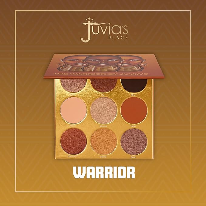 Juvia's Place Palette The Warrior - Warm Golds, Browns & Bronzes, Shades of 9, Warm and Neutral Palette, Pigmented Makeup Palette Eye Color & Shine-Velvo Beauty