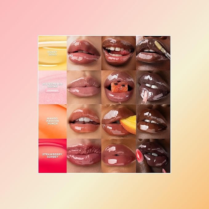 Gisou Honey Infused Hydrating Lip Oil, Nourishing Lip Moisturizer for Dry Lips, High Shine, Smooth Finish, Sheer Pinky Red Shade, Juicy Strawberry Scent, Strawberry Sorbet, 8ml-Velvo Beauty