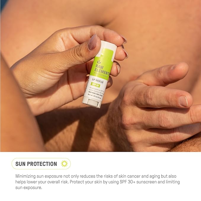 Raw Elements Organic Outdoor Sunscreen Lip Balm Rescue - SPF 30, UVA-UVB Protection, Reef-Safe, Non-Nano Zinc, Water Resistant, 0.15 oz (Pack of 1)-Velvo Beauty
