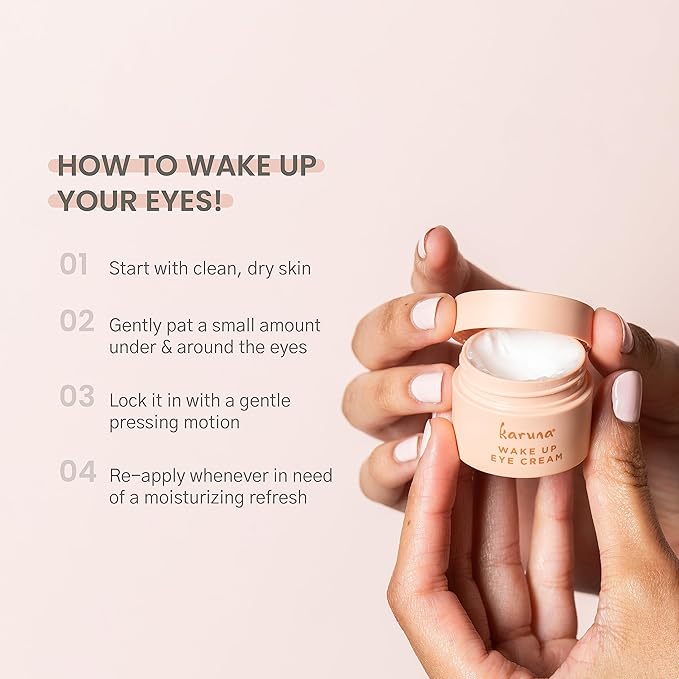 Karuna - Wake Up Eye Cream with Coffee Cherry & Tri-Peptides, Caffeine Eye Cream, Under Eye Brightener, Anti Aging Serum, Moisturizer for Puffiness, Boost Collagen for Fine Lines & Dark Circles, 15 ml-Velvo Beauty