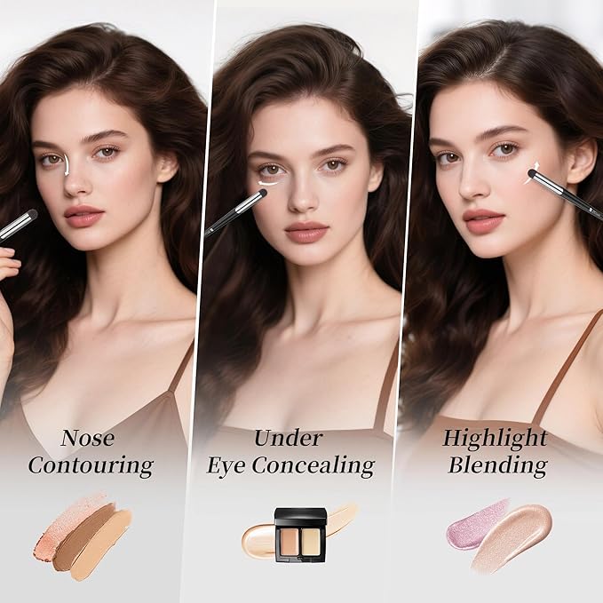 DUcare Tapered Small Concealer Brush Under Eye, Nose Contour Brush Mini Makeup Brushes Ideal for Liquid, Cream, and Powder Concealer(V03)-Velvo Beauty