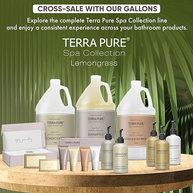 Terra Pure Spa Collection 1 Liter Shampoo Refill Bag For Soap Dispensers | Bulk Toiletries for Vacation Rentals, and Home Bathroom Showers | Green Tea Lemongrass | Single-Velvo Beauty