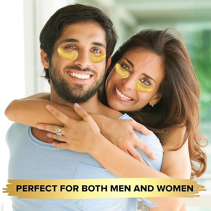 Under Eye Patches for Dark Circles - 24k Gold Eye Mask for Luxurious hydrating eye patches (20 Pairs) Gold Eye Patches for Puffy Eyes Brightening, Anti-Aging Wrinkles, for both genders-Velvo Beauty