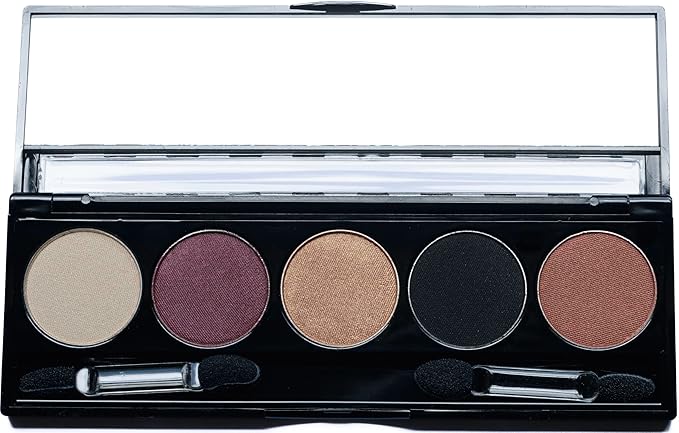 Cleopatra Shimmer White, Purple Burgundy, Gold Bronze, Black and Copper Penny Vegan Eyeshadow Palette; Talc, Paraben & Cruelty Free-Velvo Beauty