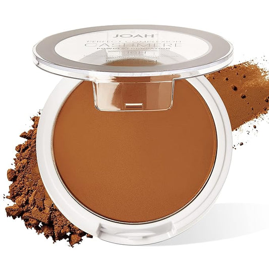 JOAH Perfect Complexion Cashmere Powder Foundation, Medium Face Coverage, Matte Finish, Korean Makeup, Compact Design For Oily & All Skin Types, 16 Hour Wear, Deep with Neutral Undertones-Velvo Beauty