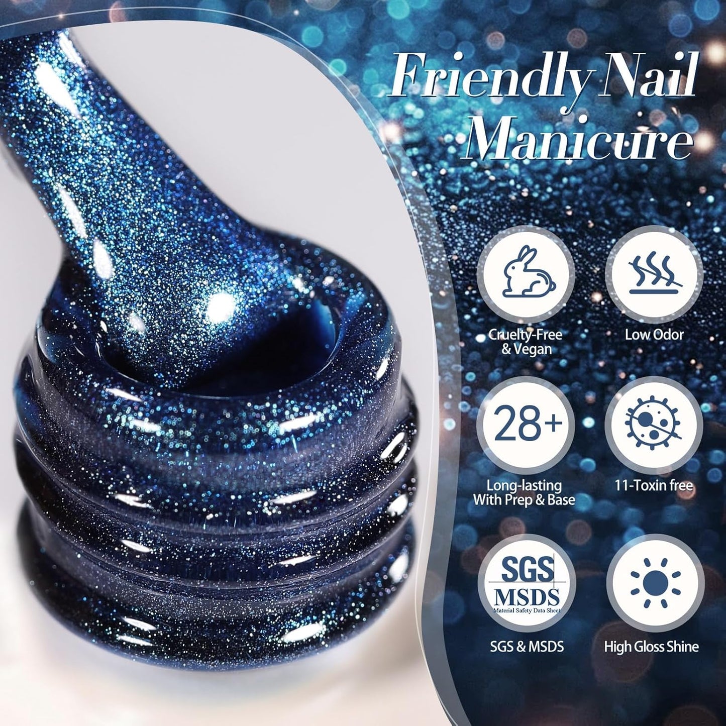 Born Pretty Cat Magnetic Eye Gel Nail Polish,Dark Blue Magnetic Gel Polish Nightscape Cat Magnetic Eye Gel Manicure Nail Art DIY 15ml-Velvo Beauty