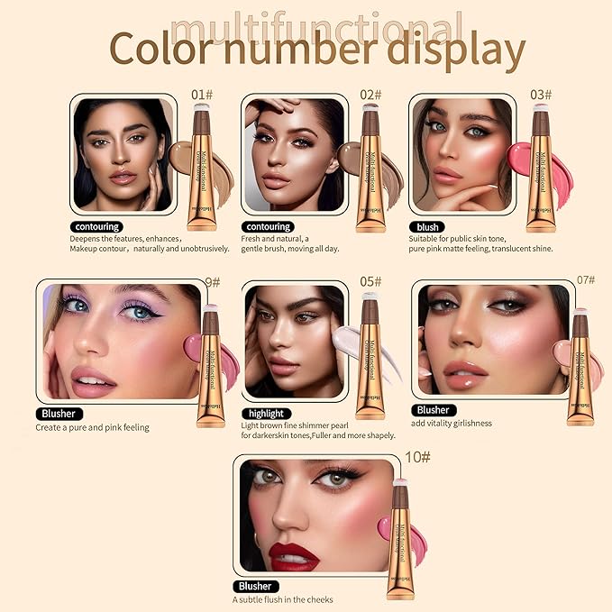 Contour Beauty Wand, Multi-Use Liquid Contour Wand Makeup for Face Cheeks, Natural Matte Finish Shading Bronzer Stick With Cushion Applicator(#01 Contour Brown)-Velvo Beauty