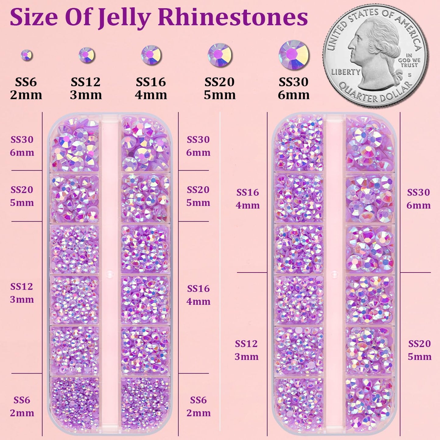 Resin Jelly Rhinestones for Crafting with B7000 Jewelry Glue, 2 Boxes Light Purple AB Flatback Crystals with 3Pcs 10ml Glue, Bedazzling Non Hotfix Gems for DIY Tumblers Clothing Shoes Manicure-Velvo Beauty