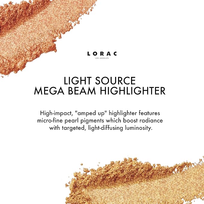 LORAC Light Source Mega Beam Highlighter | Highlighter Makeup Powder | Shimmer Highlighter | Gilded Lily Gold-Velvo Beauty