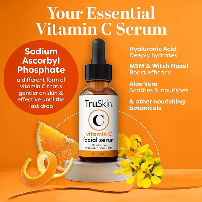TruSkin Vitamin C Serum For Face – Anti Aging Face Serum with Vitamin C, Hyaluronic Acid, Vitamin E – Brightening Formula – Improve Appearance of Dark Spots, Tone, Fine Lines & Wrinkles, 1 Fl Oz-Velvo Beauty