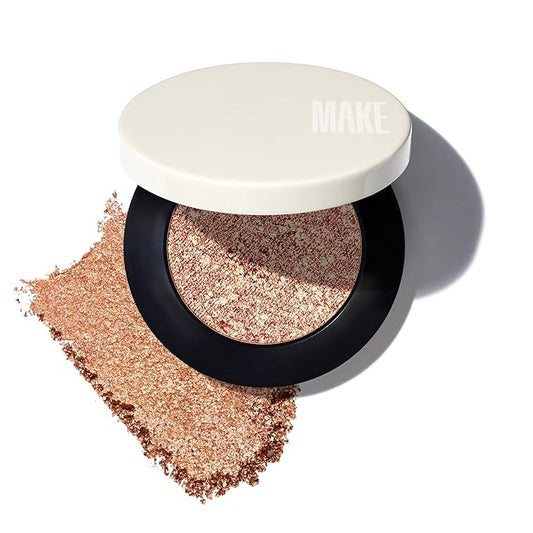 MAKE Beauty Multi-Chromatic Eye Shadow. Metal Reflecting Luminous Foil Finish Creamy, Buildable, Dimensional Long-wear, Crease-proof Powder Eyeshadow, Multichrome Shade - Alloy, Warm Copper-Velvo Beauty