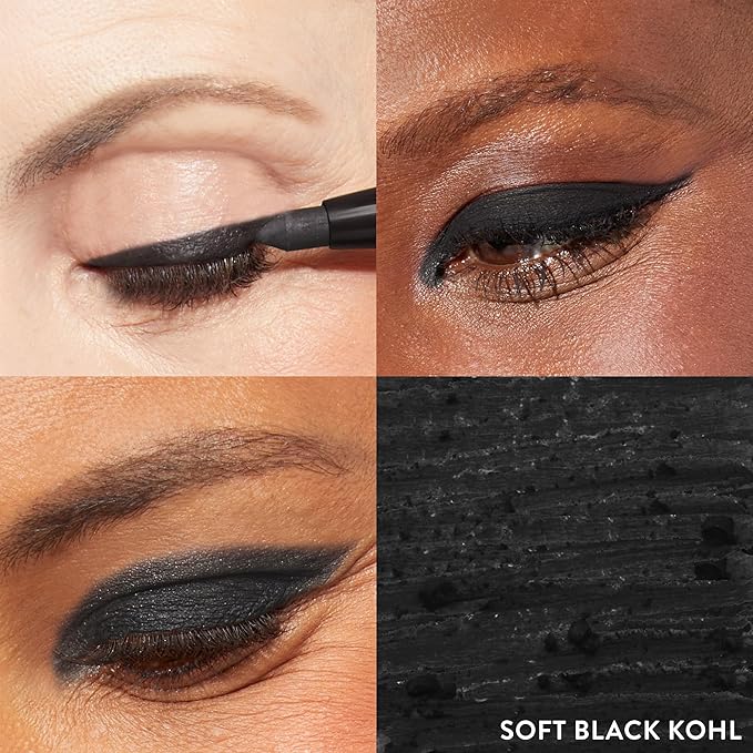 LAURA GELLER NEW YORK Kajal Longwear Kohl Eyeliner Pencil - Soft Black Kohl - Caffeine and Vitamin E - Smooth & Blendable Liner - Built-In Sharpener-Velvo Beauty