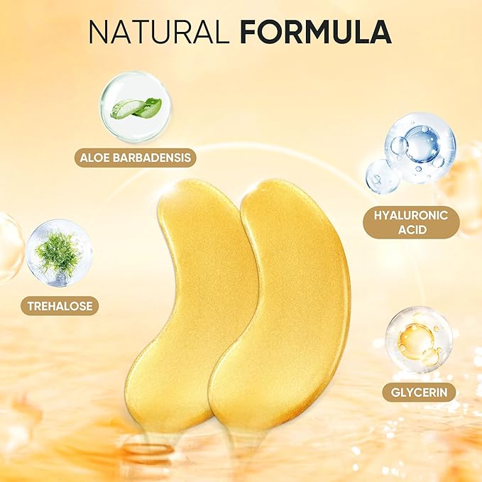 200Pcs/100 Pair Under Eye Patches Gold for Dark Circles, Puffy Eyes, and Wrinkles, 24K Gold Eye Mask for Face, Eye Cream for Men and Women-Velvo Beauty