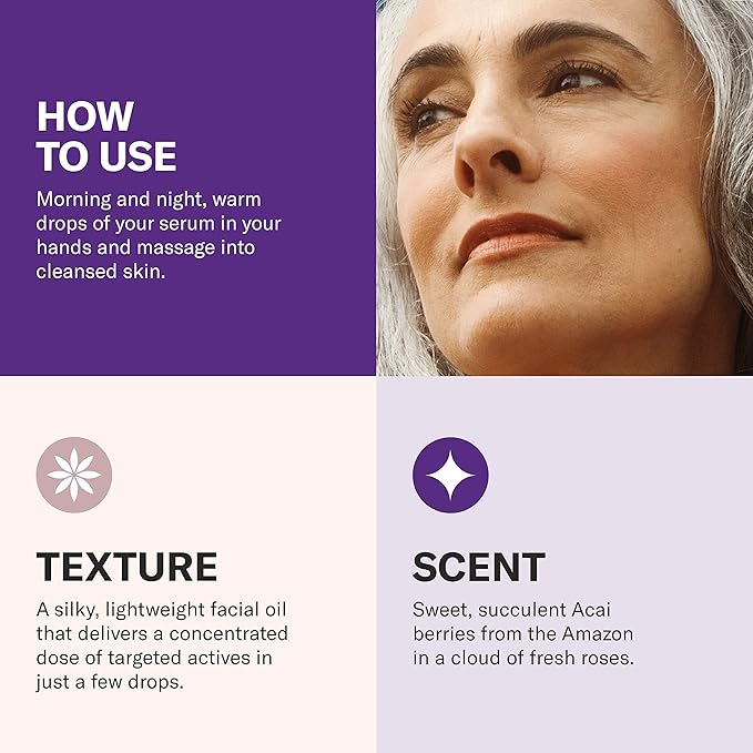 Odacité Anti Aging Serum Concentrate with Acai + Rose - Revitalizing Facial Oil, Youthful Glow, Improves Skin Tone, Wrinkles, and Firmness, Age defying, Rose Oil, 0.17 fl. oz.-Velvo Beauty