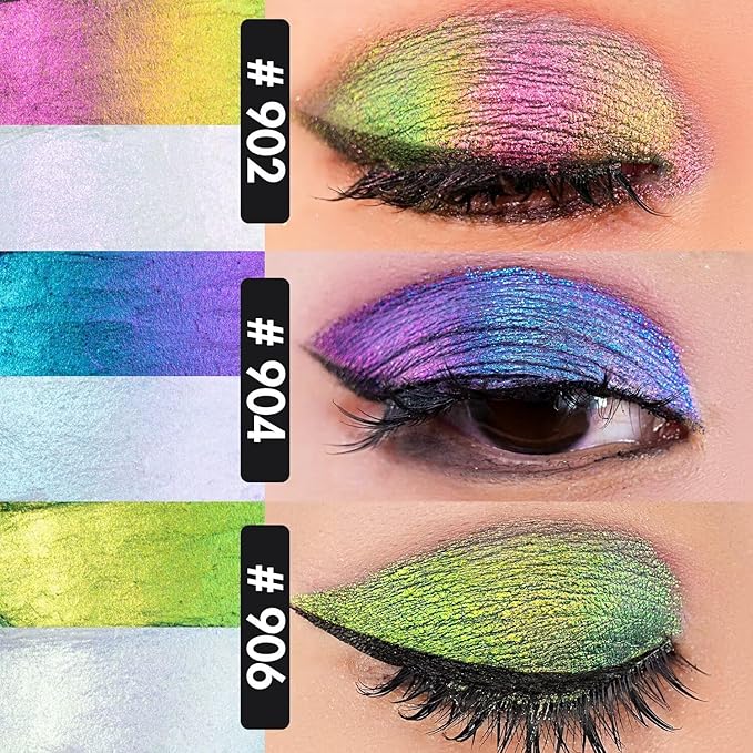 CHARMACY Multichrome 2 in 1 Cream Eyeshadow Stick, Waterproof Eye Brightener Highlighter Stick Makeup, High Pigmented, Smudge-Proof, Vegan & Cruelty-Free (SET2-902/904/906)-Velvo Beauty