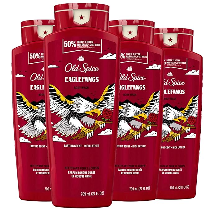 Old Spice Body Wash for Men, Eaglefangs, Long Lasting Lather, 24 fl oz (Pack of 4)-Velvo Beauty