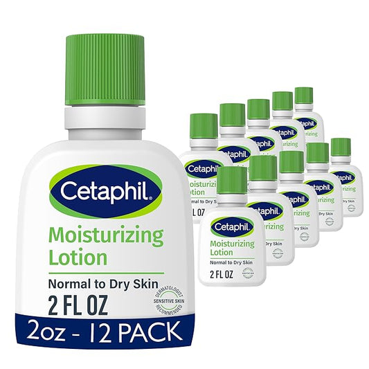 Cetaphil Face & Body Moisturizer, Hydrating Moisturizing Lotion for Normal to Dry Skin, Suitable for Sensitive Skin, 2 oz Pack of 12, Fragrance Free, Hypoallergenic, Non-Comedogenic-Velvo Beauty
