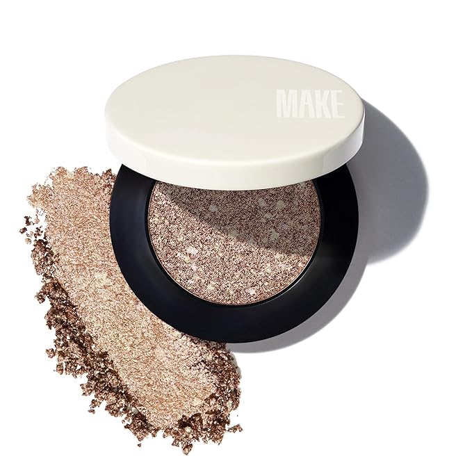 MAKE Beauty Multi-Chromatic Eye Shadow. Metal Reflecting Luminous Foil Finish Creamy, Buildable, Dimensional Long-wear, Crease-proof Powder Eyeshadow, Multichrome Shade - Dream Dust, Gold-Velvo Beauty