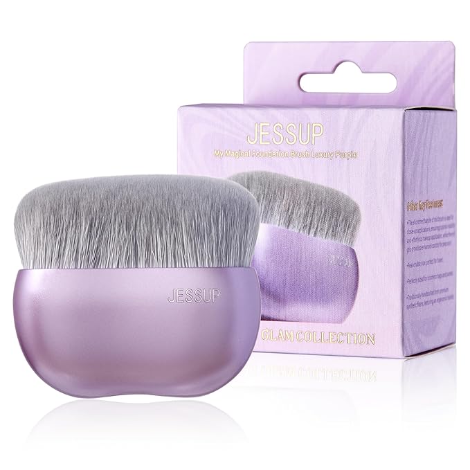Jessup Foundation Brush for Liquid Makeup, Large Flat Top Kabuki Brush for Blending, Buffing, Stippling, Luxury Purple SF003-Velvo Beauty