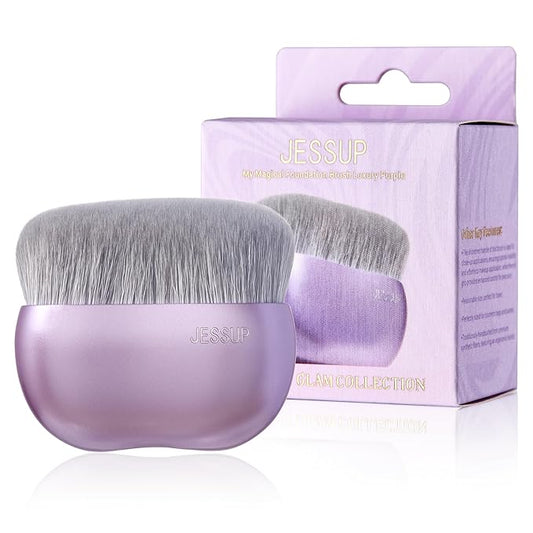 Jessup Foundation Brush for Liquid Makeup, Large Flat Top Kabuki Brush for Blending, Buffing, Stippling, Luxury Purple SF003-Velvo Beauty