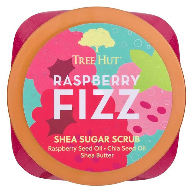 Tree Hut Raspberry Fizz Shea Sugar Scrub | Exfoliating Body Scrub Removes Dead, Dry Skin for a Soft & Hydrated Feel | Nourishing Essential Body Care | 18 fl oz.-Velvo Beauty