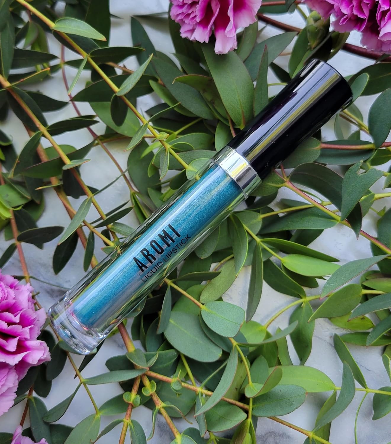 Aromi Teal Blue Metallic Liquid Lipstick | Turquoise, Sea Foam Lip Color with Shimmery Finish, Vegan, Cruelty-free, Long-lasting, Smudge Proof (Arctic Teal)-Velvo Beauty