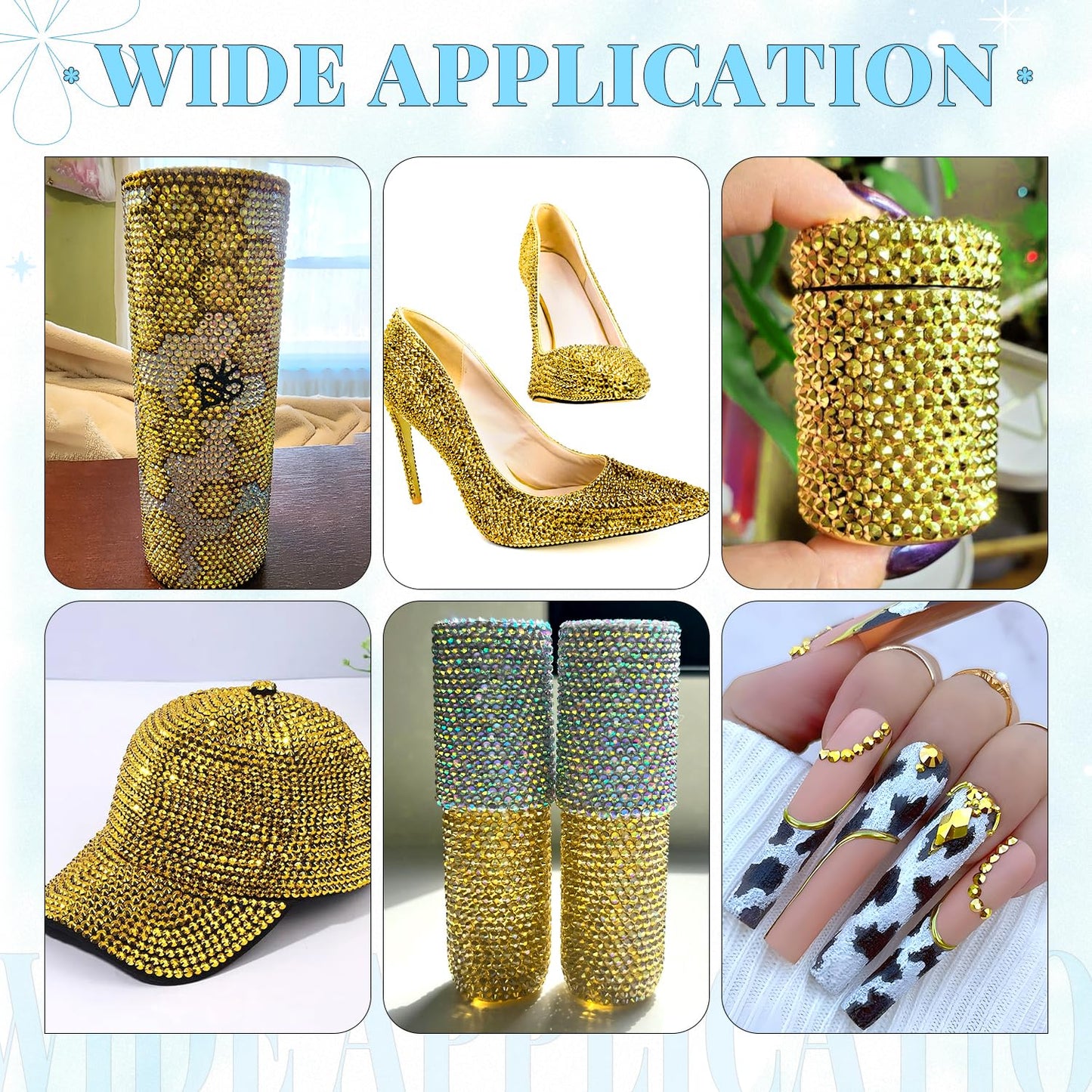 6000Pcs Resin Rhinestones for Bedazzling with 3Pcs B7000 Jewelry Glue, 1 Box Bright Gold Flatback Rhinestones for Crafting Crafts DIY, Crystals Gems for Clothing Shoes Tumblers Nail Art Makeup-Velvo Beauty