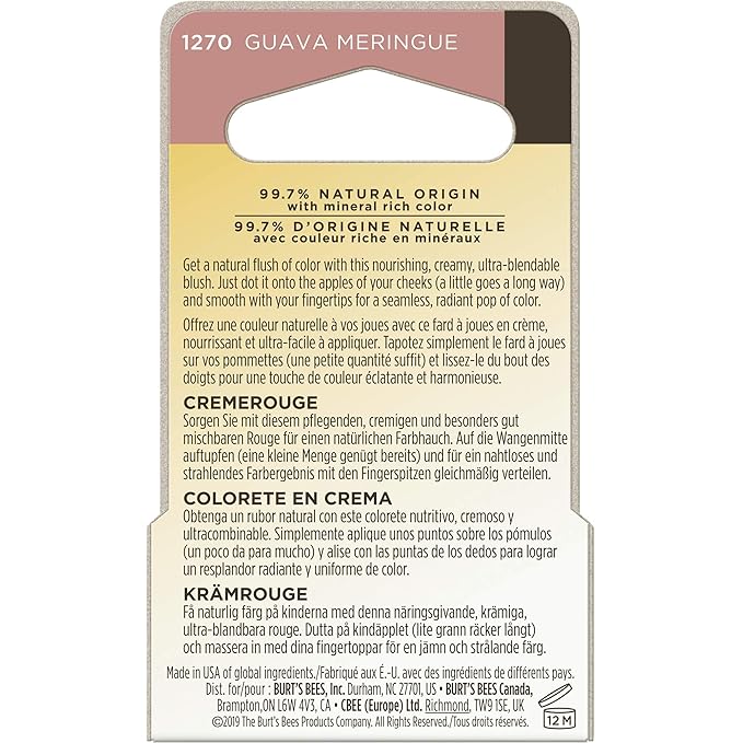 Burts Bees Guava Meringue Color Nurture Cream Blush, 7.08 GR-Velvo Beauty
