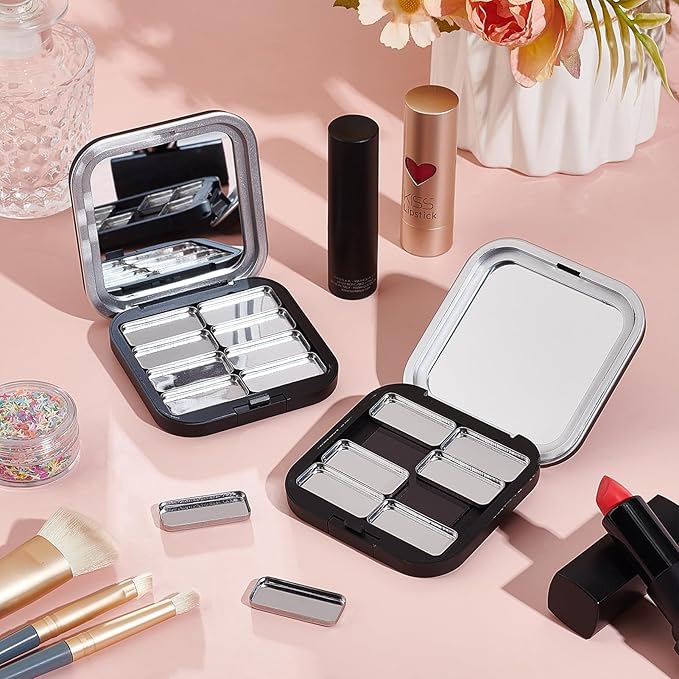 NICENEEDED 2 Pcs Empty Eyeshadow Palettes, 8 Grids Blush Pallet Makeup, DIY Eye Shadow Pigment Holder Case Refillable Cosmetic Sample Makeup Storage Box for Women-Velvo Beauty