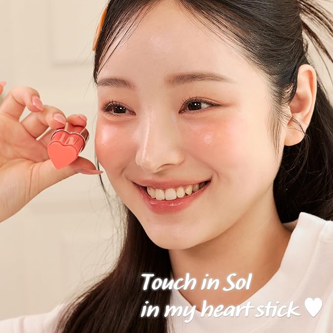 Touch in Sol In My Heart Stick Blush (#Sunset Coral) – Cream Blush Stick for Cheeks, Eyes & Lips – Korean Makeup Cheek – Creamy, Blendable Milk Blush for Dewy Glow, Natural Finish, k beauty (0.21 Oz)-Velvo Beauty
