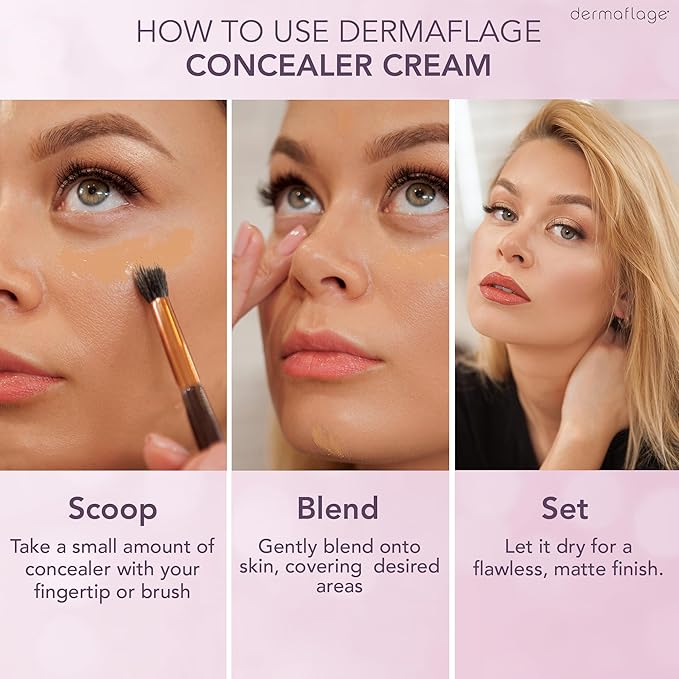 Waterproof Concealer Cream, Full Coverage Waterproof Makeup, Color Match Promise by Dermaflage, 6g-Velvo Beauty