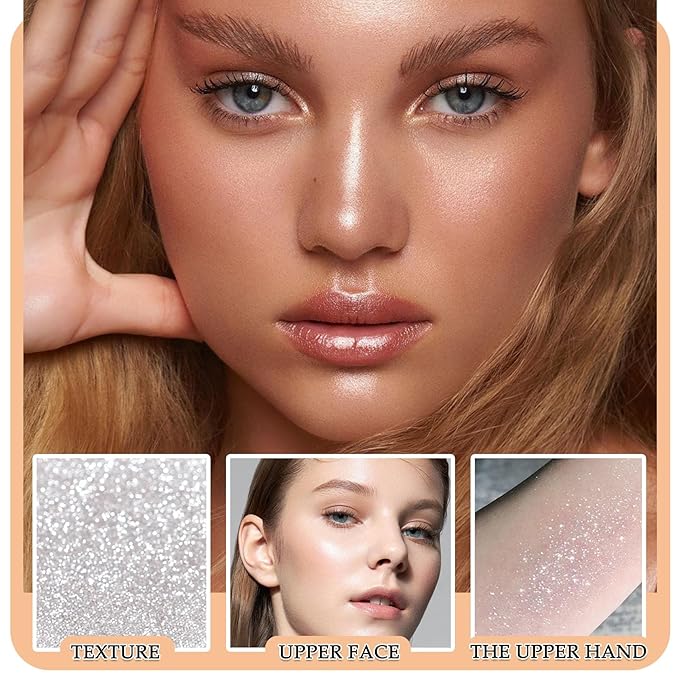 Body Glitter Face Highlighter Palette,Shimmering Shiny Contour Makeup Palette for Women,Lightweight Smoothing Long Lasting Face High Gloss Highlighter Powder Makeup Kit with Brush 01#-Velvo Beauty