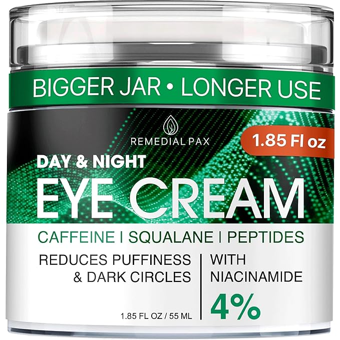 REMEDIAL PAX Eye Cream for Dark Circles and Puffiness, Bags Under Eyes Treatment, Anti-Aging Collagen Eye Cream for Wrinkles, Day & Night Caffeine Eye Cream with Niacinamide Dimethicone-Velvo Beauty