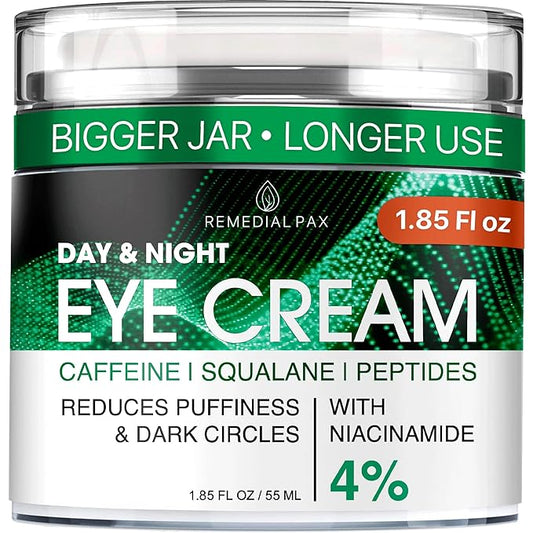 REMEDIAL PAX Eye Cream for Dark Circles and Puffiness, Bags Under Eyes Treatment, Anti-Aging Collagen Eye Cream for Wrinkles, Day & Night Caffeine Eye Cream with Niacinamide Dimethicone-Velvo Beauty