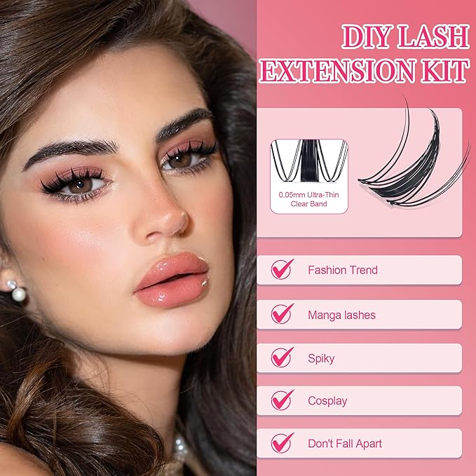 Lash Clusters - Lash Clusters Kit Mix Manga Lases 360pcs Eyelash Clusters Spiky Lases Clusters DIY at Home No Glue Included-Velvo Beauty