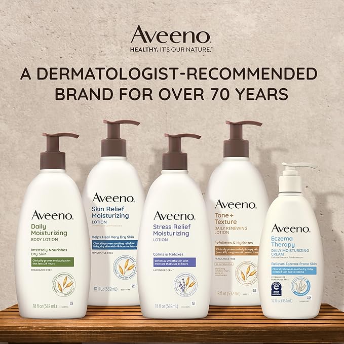Aveeno Skin Relief Moisturizing Lotion for Very Dry, Itchy, Dry Skin, Body Moisturizer, Soothing Triple Oat & Shea Butter, Fragrance-Free, Non-Greasy, 33 fl oz-Velvo Beauty