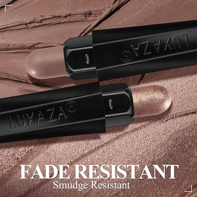 3Pcs Neutral Brown Eyeshadow Stick Set, Matte And Shimmer Creamy Eyeshadow Pencil, Shiny Pink Shadow, Waterproof Long Lasting Smoky Eye Makeup-Velvo Beauty
