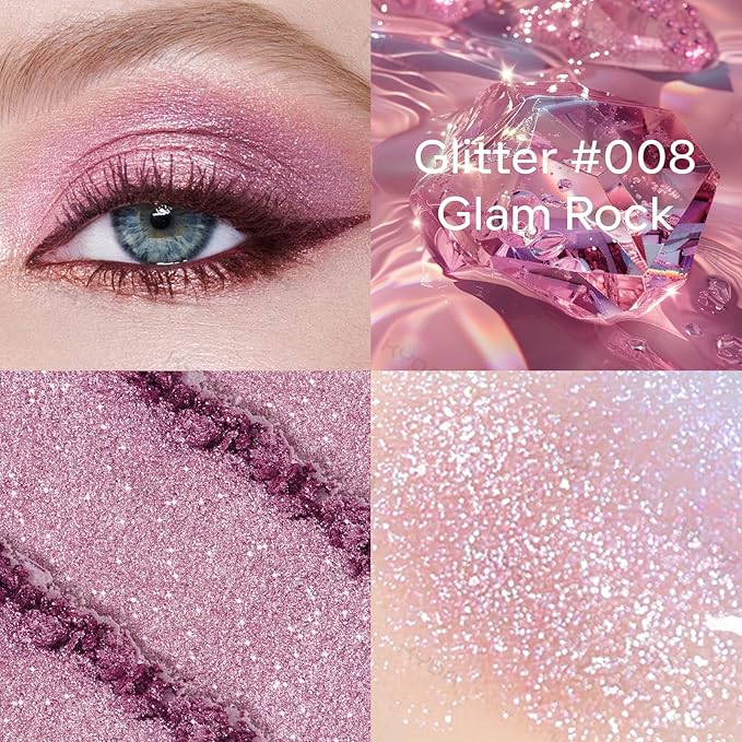 KYDA Single Glitter Eyeshadow, Bright Purple Diamond Glow Eyeshadow, Ultra-fine Lightweight Powder, Blendable Formula, Daily Glitter Eyes Makeup, Glam Rock-Velvo Beauty