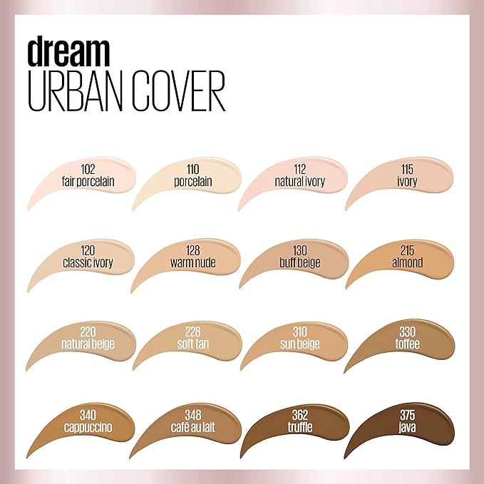Maybelline Dream Urban Cover Flawless Coverage Foundation Makeup, SPF 50, Buff Beige-Velvo Beauty