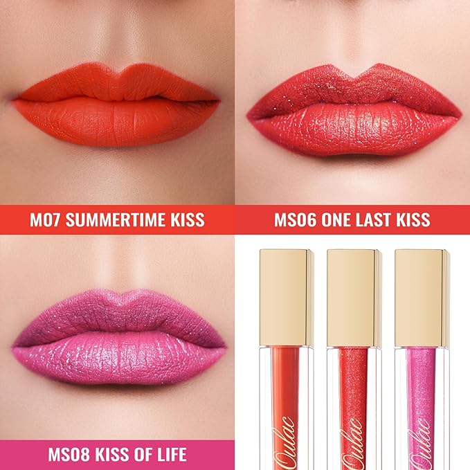 Oulac Matte Lipstick for Women, Long Lasting Liquid Lipstick High Impact Lip Color Full Coverage Lip Makeup with Vitamin E Waterproof Formula,Vegan M07+MS06+MS08-Velvo Beauty