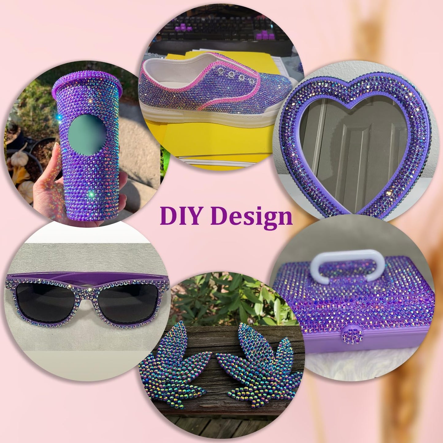 25000Pcs Resin Jelly Rhinestones with Tweezers for Crafting, Dark Purple AB Flatback Gems, Bedazzling Crystal with 3Pcs 10ml B7000 Jewelry Glue for DIY Crafts Clothing Tumblers Shoes Fabric Nail Art-Velvo Beauty