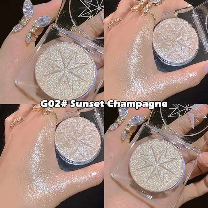 Erinde Pearl Shimmer Glitter Highlighter Highlight Makeup Contour Powder, Silver Highlighter Face Illuminator Highlighter, Highlighter Makeup iluminadores Illuminator for Face Body Cheek-Velvo Beauty