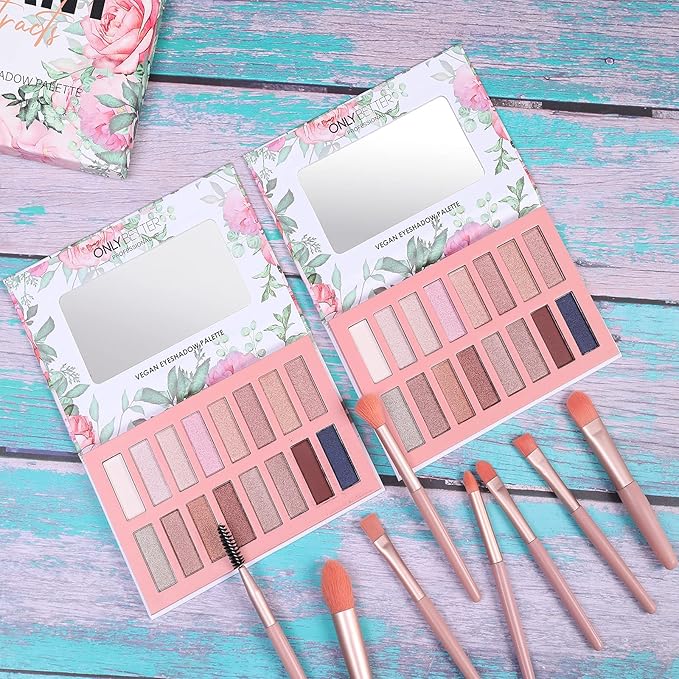 Vegan Eyeshadow Palette Organic Eyeshadow 16 Colors Highly Pigmented Eyeshadow Metallic Colorful Eyeshadow Palette Long Lasting Nude Eyeshadow Shimmer Palette-Velvo Beauty