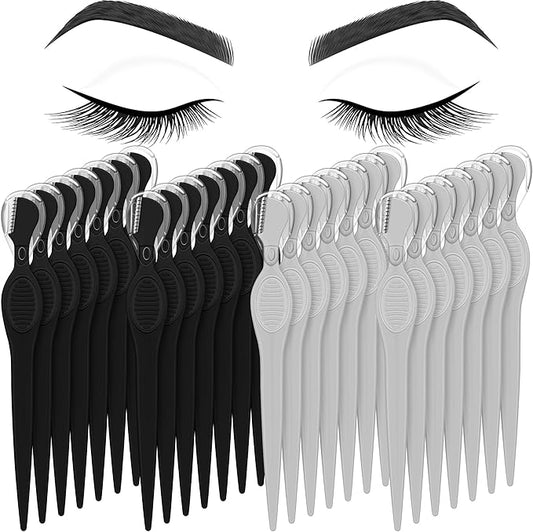 Mudder 28 Pcs Eyebrow Razor Knife Shaver Trimmer Shaver Multipurpose Exfoliating Tool Facial Hair Removal for Women Valentine Gift Giving(Black,Gray)-Velvo Beauty