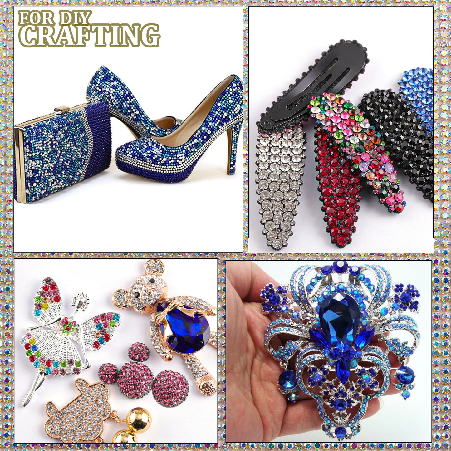 Two Packs of Flatback Rhinestones 4520 Pcs Colorful Nail Art Rhinestones Flatback Crystal Colorful+Royal Blue Rhinestone with Picker Pencil and Tweezer for Nail Art and Decoration-Velvo Beauty