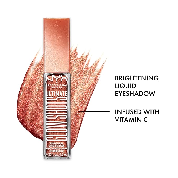 NYX PROFESSIONAL MAKEUP Ultimate Glow Shots, Liquid Eyeshadow, Long-Lasting Shimmer Eye Shadow with Vitamin C - Clementine Fine-Velvo Beauty