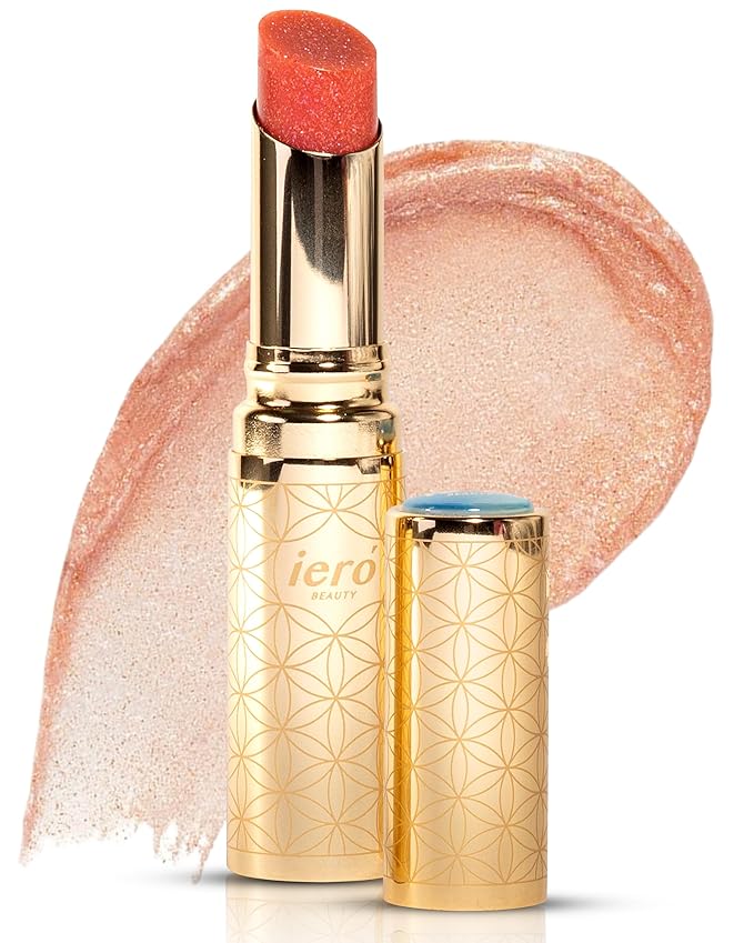 ieró Beauty Moonkissed Luminous PH Tinted Lip Balm w/Shea Butter & Vitamin E, Lip Care Moisturizer, Lip Plumper for Soft & Supple Lips, Paraben Free, Vegan, Sheer Rose w/Golden-Pink Shimmer-Velvo Beauty
