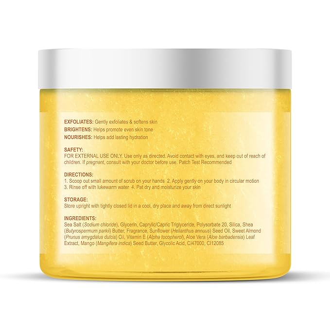 Botanic Hearth Mango Swirl Body Scrub - 8.8 fl oz - Exfoliating & Moisturizing Scrub for Smooth, Radiant Skin - Infused with African Shea & Glycolic Acid | 3 in 1 Scrub-Velvo Beauty